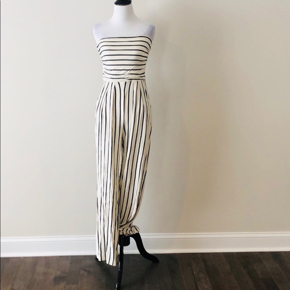 Pants - [LAST ONE] Ivory Striped Sleeveless Jumpsuit